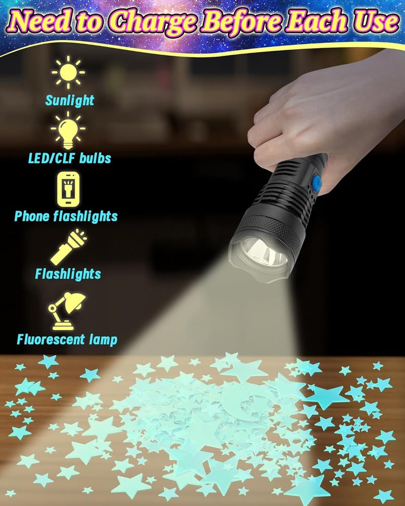 Oomloid 201 Pcs Glow in The Dark Stars Stickers for Ceiling, Toddler Stocking Stuffers Wall Room Decor Gifts, Luminous 3D Glowing Stars Easter Basket Stuffers for Kids Boys Girls - Blue - Image 4